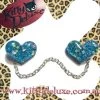 Kitty Deluxe Cardigan Clips In Blue Sparkle Heart Design