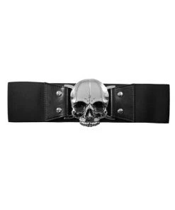 New Arrivals And Restocks Kreepsville 666 Elastic Belt With Skull Buckle In Black