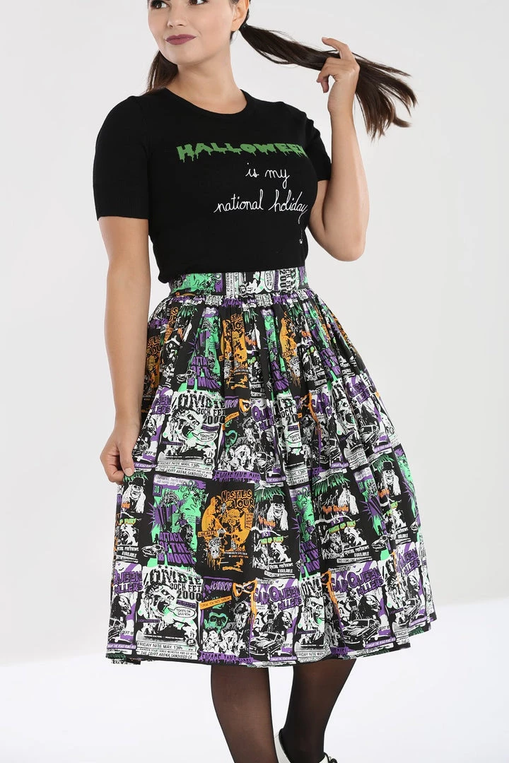 Clothing Hell Bunny Be Afraid 50's Skirt 6 Clothing Hell Bunny Be Afraid 50's Skirt