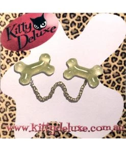 Kitty Deluxe Cardigan Clips In Huge Bone Design * GLOW IN THE DARK *