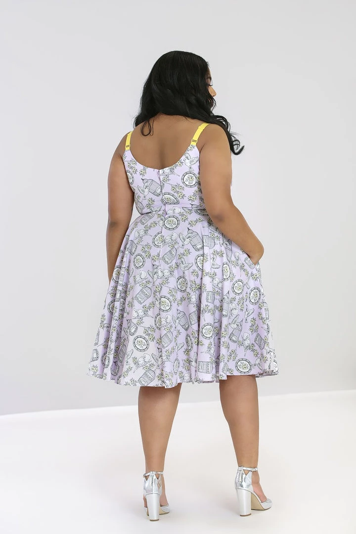 Hell Bunny Birdcage 50's Dress In Lavender 10 Hell Bunny Birdcage 50's Dress In Lavender