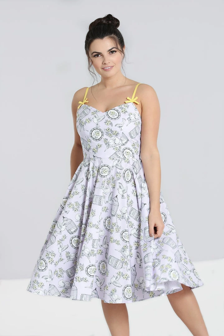 Hell Bunny Birdcage 50's Dress In Lavender 3 Hell Bunny Birdcage 50's Dress In Lavender