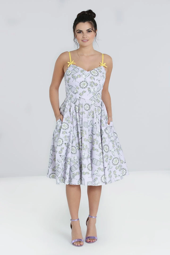 Hell Bunny Birdcage 50's Dress In Lavender 2 Hell Bunny Birdcage 50's Dress In Lavender