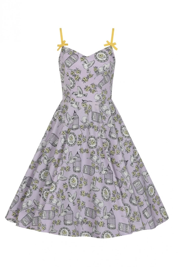 Hell Bunny Birdcage 50's Dress In Lavender 8 Hell Bunny Birdcage 50's Dress In Lavender