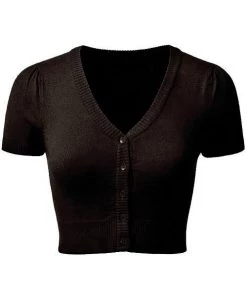 MAK Sweaters Cropped Cardigan With Short Sleeves In Black Winter