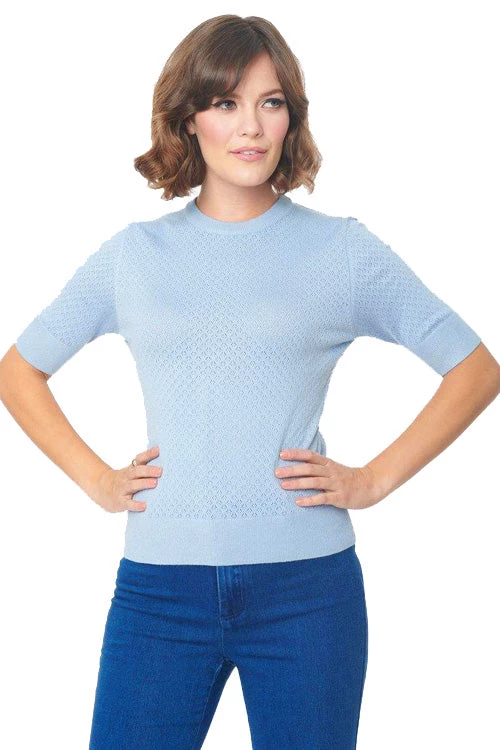 Timeless London Daisy Knit Top In Light Blue - I'm Eco-Friendly! 1 Timeless London Daisy Knit Top In Light Blue - I'm Eco-Friendly!