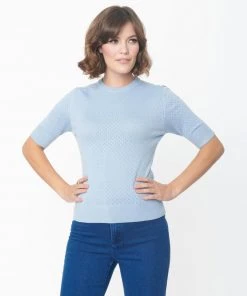 Timeless London Daisy Knit Top In Light Blue - I'm Eco-Friendly! 15 Timeless London Daisy Knit Top In Light Blue - I'm Eco-Friendly!