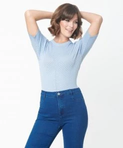 Timeless London Daisy Knit Top In Light Blue - I'm Eco-Friendly! 17 Timeless London Daisy Knit Top In Light Blue - I'm Eco-Friendly!