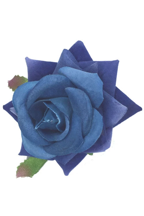 Kitty Deluxe Velvet Rose Clip/Brooch In Blue Accessories 1 Kitty Deluxe Velvet Rose Clip/Brooch In Blue Accessories