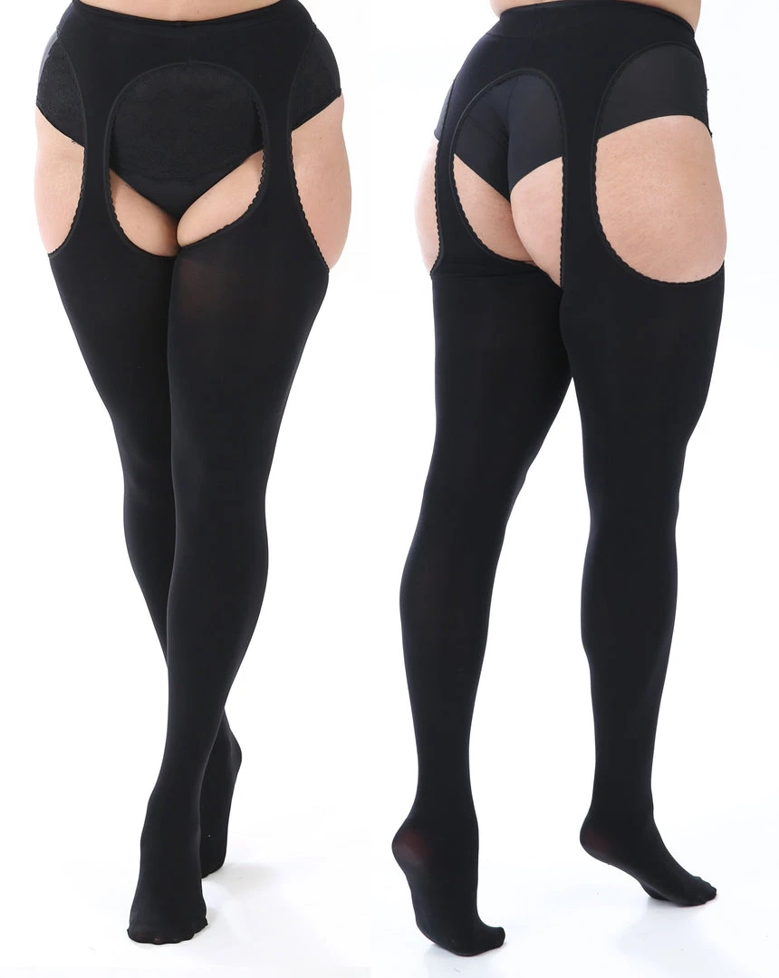 Pamela Mann Hosiery Curvy Super-Stretch Tights In 'Bodyfree' Suspender Black 3 Pamela Mann Hosiery Curvy Super-Stretch Tights In 'Bodyfree' Suspender Black