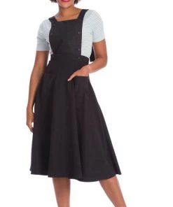 Banned Book Smart 50's Length Pinafore Dress In Black Clothing 8 Banned Book Smart 50's Length Pinafore Dress In Black Clothing