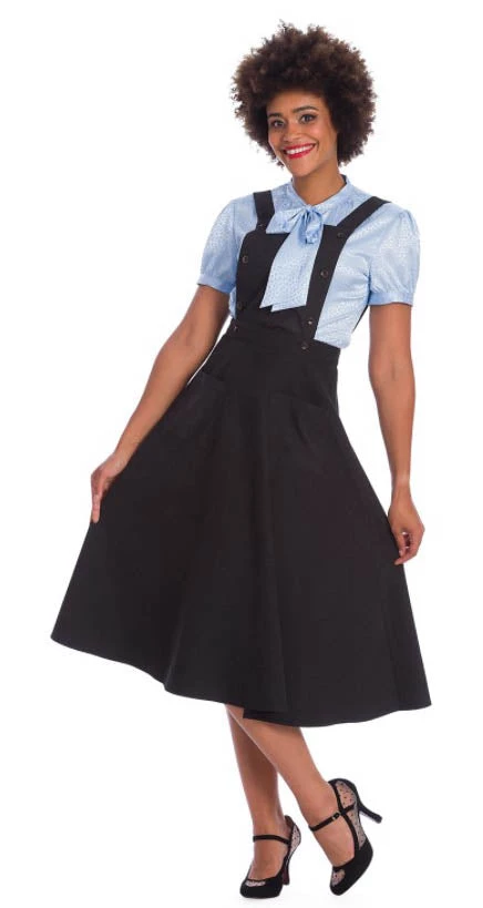 Banned Book Smart 50's Length Pinafore Dress In Black Clothing 2 Banned Book Smart 50's Length Pinafore Dress In Black Clothing