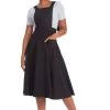 Banned Book Smart 50's Length Pinafore Dress In Black Clothing