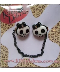 Kitty Deluxe Cardigan Clips In Bow Skull Design Halloween