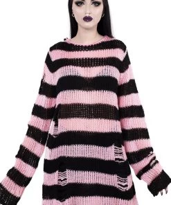 Killstar Courtney Punk Knit Sweater Black And Pink 16 Killstar Courtney Punk Knit Sweater Black And Pink