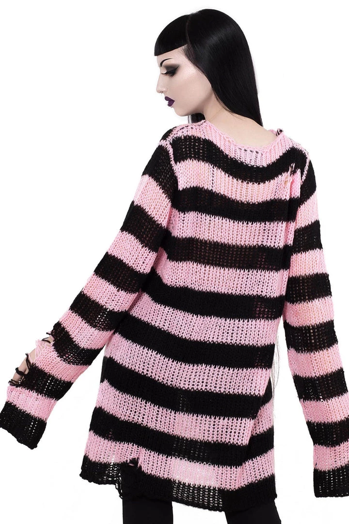 Killstar Courtney Punk Knit Sweater Black And Pink 7 Killstar Courtney Punk Knit Sweater Black And Pink
