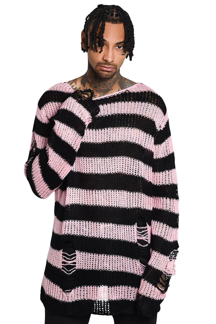 Killstar Courtney Punk Knit Sweater Black And Pink 8 Killstar Courtney Punk Knit Sweater Black And Pink