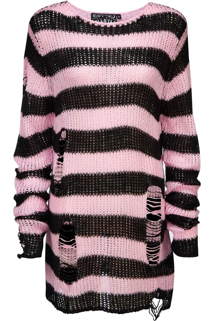 Killstar Courtney Punk Knit Sweater Black And Pink 5 Killstar Courtney Punk Knit Sweater Black And Pink