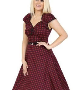 Lady Vintage Isabella Dress In Crimson Gingham
