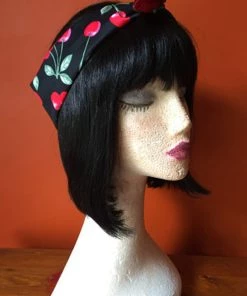 Kitty Deluxe Reversible Wired Headband In Red Cherry & Red Christmas