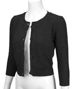 MAK Sweaters Chunky Vintage Knit Cardigan With 3/4 Sleeves In Black New Arrivals And Restocks 8 MAK Sweaters Chunky Vintage Knit Cardigan With 3/4 Sleeves In Black New Arrivals And Restocks