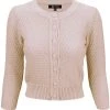 New Arrivals And Restocks MAK Sweaters Chunky Vintage Knit Cardigan With 3/4 Sleeves In Blush
