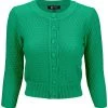 MAK Sweaters Chunky Vintage Knit Cardigan With 3/4 Sleeves In Kelly Green