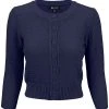 New Arrivals And Restocks MAK Sweaters Chunky Vintage Knit Cardigan With 3/4 Sleeves In Navy