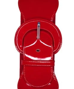 Kitty Deluxe Wide Cinch Belt In Ruby