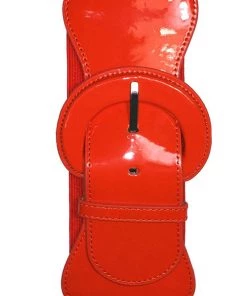 Kitty Deluxe Wide Cinch Belt In Tangerine