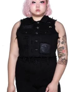 Killstar Come Undone Denim Vest Winter