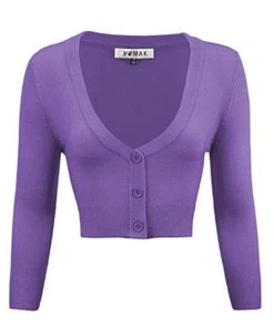 MAK Sweaters Cropped Cardigan With 3/4 Sleeves In Blueberry New Arrivals And Restocks