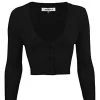 MAK Sweaters Cropped Cardigan With 3/4 Sleeves In Black