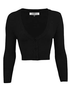 MAK Sweaters Cropped Cardigan With 3/4 Sleeves In Black