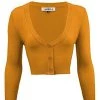 MAK Sweaters Cropped Cardigan With 3/4 Sleeves In Bronze (Mustard)