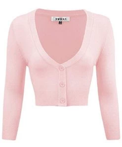 MAK Sweaters Cropped Cardigan With 3/4 Sleeves In Blush New Arrivals And Restocks