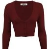 MAK Sweaters Cropped Cardigan With 3/4 Sleeves In Burgundy