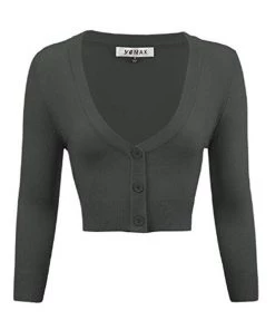 New Arrivals And Restocks MAK Sweaters Cropped Cardigan With 3/4 Sleeves In Charcoal