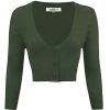 MAK Sweaters Cropped Cardigan With 3/4 Sleeves In Hunter Green