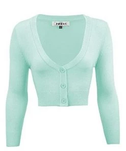 New Arrivals And Restocks MAK Sweaters Cropped Cardigan With 3/4 Sleeves In Ice Blue