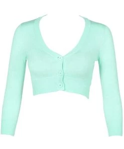 New Arrivals And Restocks MAK Sweaters Cropped Cardigan With 3/4 Sleeves In Ice Blue 14 New Arrivals And Restocks MAK Sweaters Cropped Cardigan With 3/4 Sleeves In Ice Blue