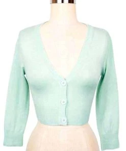 New Arrivals And Restocks MAK Sweaters Cropped Cardigan With 3/4 Sleeves In Ice Blue 13 New Arrivals And Restocks MAK Sweaters Cropped Cardigan With 3/4 Sleeves In Ice Blue