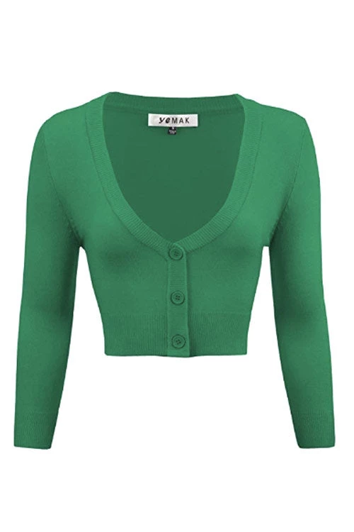 MAK Sweaters Cropped Cardigan With 3/4 Sleeves In Kelly Green New Arrivals And Restocks 1 MAK Sweaters Cropped Cardigan With 3/4 Sleeves In Kelly Green New Arrivals And Restocks