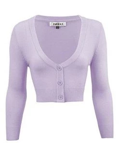 New Arrivals And Restocks MAK Sweaters Cropped Cardigan With 3/4 Sleeves In Lilac