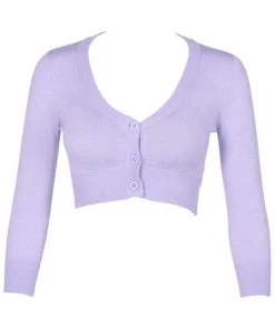 New Arrivals And Restocks MAK Sweaters Cropped Cardigan With 3/4 Sleeves In Lilac 14 New Arrivals And Restocks MAK Sweaters Cropped Cardigan With 3/4 Sleeves In Lilac
