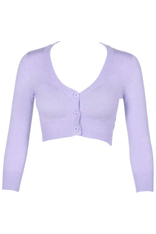 New Arrivals And Restocks MAK Sweaters Cropped Cardigan With 3/4 Sleeves In Lilac 7 New Arrivals And Restocks MAK Sweaters Cropped Cardigan With 3/4 Sleeves In Lilac