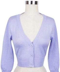 New Arrivals And Restocks MAK Sweaters Cropped Cardigan With 3/4 Sleeves In Lilac 10 New Arrivals And Restocks MAK Sweaters Cropped Cardigan With 3/4 Sleeves In Lilac