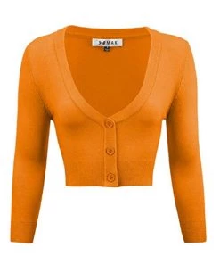 MAK Sweaters Cropped Cardigan With 3/4 Sleeves In Light Orange New Arrivals And Restocks