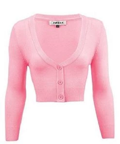 New Arrivals And Restocks MAK Sweaters Cropped Cardigan With 3/4 Sleeves In Light Pink 12 New Arrivals And Restocks MAK Sweaters Cropped Cardigan With 3/4 Sleeves In Light Pink