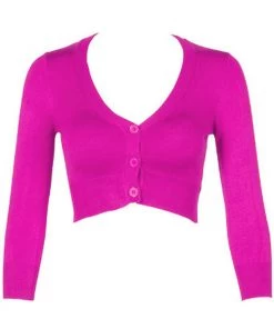 New Arrivals And Restocks MAK Sweaters Cropped Cardigan With 3/4 Sleeves In Magenta 14 New Arrivals And Restocks MAK Sweaters Cropped Cardigan With 3/4 Sleeves In Magenta